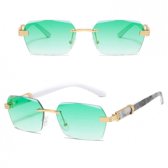Damskie okulary przeciwsłoneczne Glamour bezramkowe prostokątne SKK-03C
